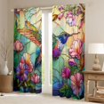 thumbnail image 2 of Erosebridal Chic Hummingbird Black Out Curtains for Girls, Pink Flower Floral Curtains Pack of 2 (42x63 Each), 2 of 6
