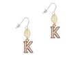 thumbnail image 2 of Delight Jewelry Rose Goldtone Crystal Initial - K - Goldtone Leaf French Earrings, 2 of 4
