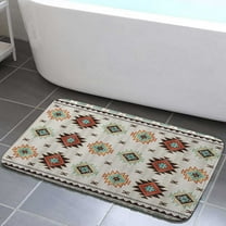 Southwestern Bathroom Mat, colorful Southwest Native Aztec Tribal themed Geometric bath mats for bathroom non slip American Western Pattern for Kitchen Bedroom Indoor decor 17x29in