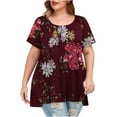 thumbnail image 1 of Birdeem Mode Décontractée pour Femmes Chemises Imprimées Manches Courtes Tee-Shirt Ample Grande Taille Col Rond Tunique Blouse, 1 of 5