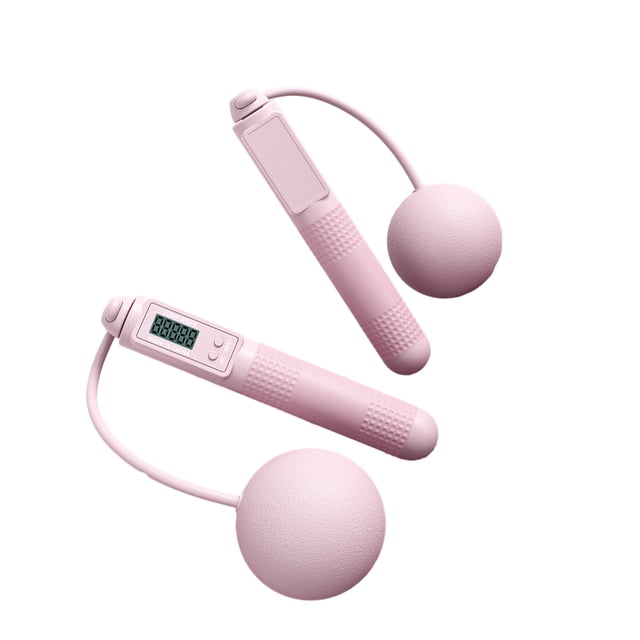 Advancent Cuerda para saltar Mango antideslizante digital Control de botones para interiores y exteriores Funcionamiento silencioso Cuerdas para Ropa Deportiva, Zapatos Rosa Pelota
