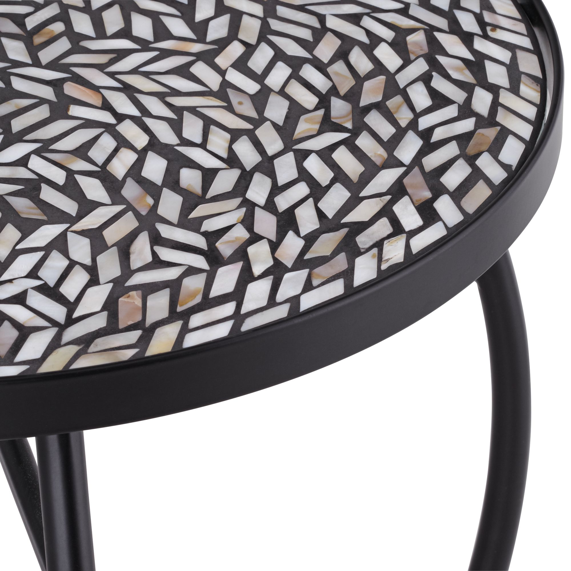 Teal Island Designs Modern Black Round Outdoor Accent Side Table 14" Wide Free-Form Mosaic Tabletop for Front Porch Patio Home House Balcony - image 3 of 7