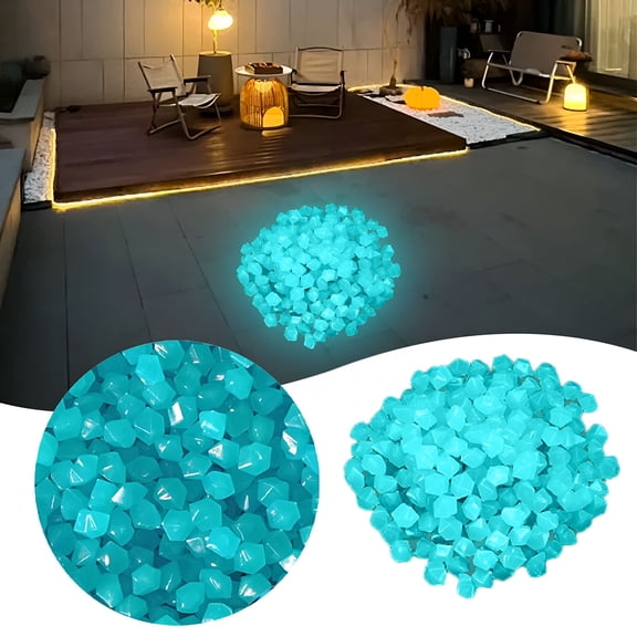 ACDANC 200Pcs Blue Glow in the Dark Fish Tank Gravel-Long Lasting Luminous Rocks&Pebbles for Aquarium,Outdoor Garden Pathway&Yard Decor