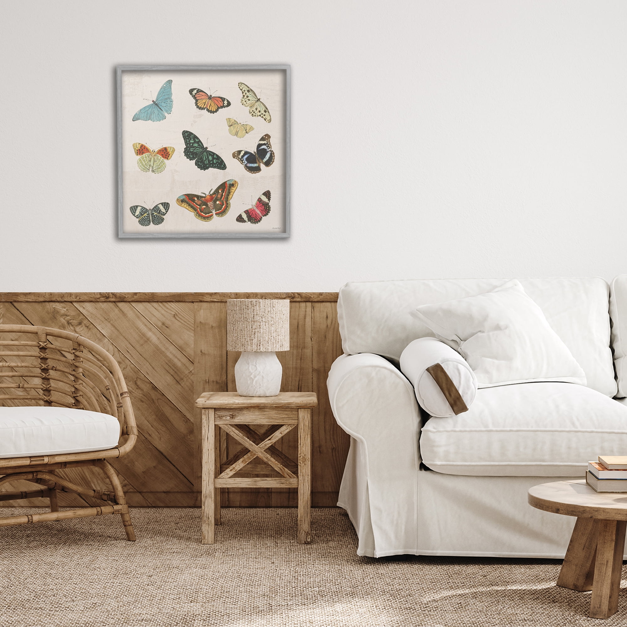 Stupell Industries Vintage Butterfly Flight Gray Framed Giclee Art, design by Dan Meneely