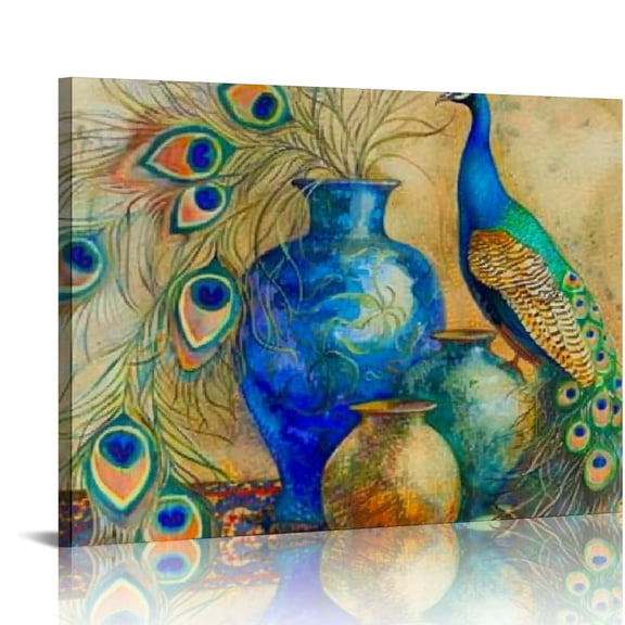 ONETECH Peacock Vessels  Canvas Wall Art Print, Artwork for Living Room Gallery Office Bedroom