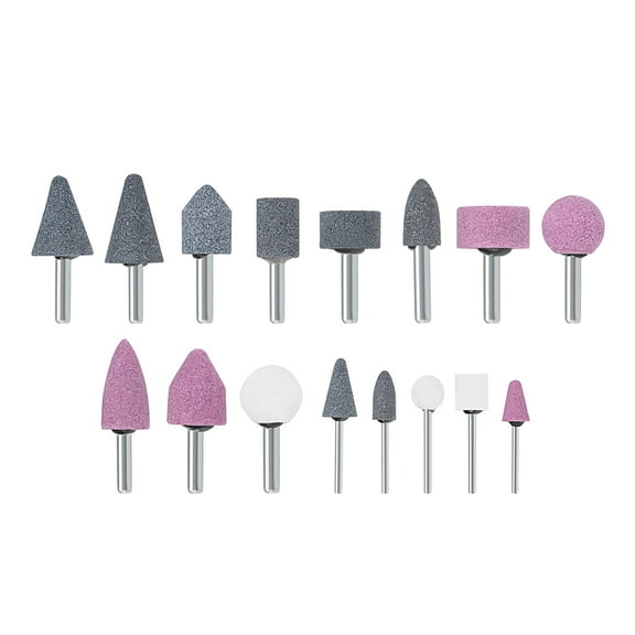 Unique Bargains Abrasive Stone Points Set Grinding Wheel Polishing Head Bit with 1/8-inch and 1/4-inch Shank 16pcs