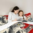 thumbnail image 4 of Feelyou Kawaii Cat Kitten Bedding Comforter Set 7pcs for Teens, Tokyo Ocean Waves Queen Bedding Sets, Retro Japanese Style Reversible Queen Sheet Sets, Lightweight Room Decor, 4 of 8