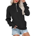 thumbnail image 2 of BODOAO Women's Quarter Zip Up Sweatshirt Long Sleeve Hooded Solid Color Oversized Sweatshirt Casual High Neck Pullover Sweatshirt for Trendy Y2K Fall Fashion Loose Fit Cozy Sweaters with Pocket, 2 of 4