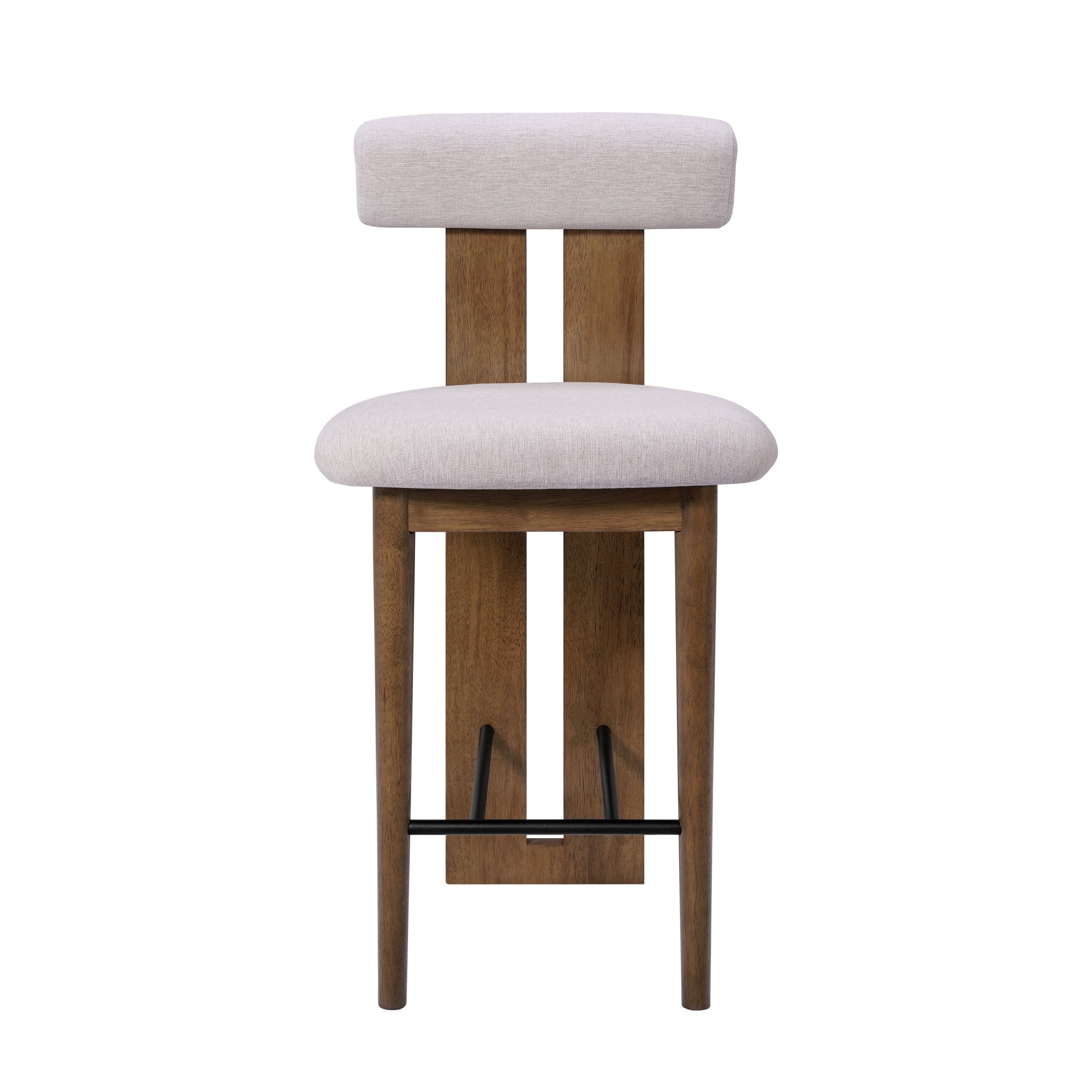 Christopher Knight Home Modern Wooden Counter Stool with Split-Back, Ivory Upholstery, Set of 2