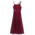thumbnail image 5 of Yartina Womens Spaghetti Strap Mesh Asymmetrical Lyrical Ballet Dance Dress Ballerina Built-in Burgundy XL, 5 of 7