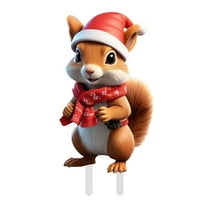 Leojiow Christmas Cute Cartoon Squirrel Ground Stake Insert Art Garden Decoration Colorful Christmas Outdoor Decoration For Yard For Christmas N 30Cm C