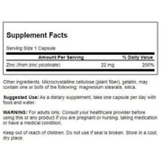 Swanson Zinc Picolinate - Mineral Supplement Promoting Prostate Health, Vision Health, Immune Support - Body Preferred Form of Chelated Zinc - (60 Capsules, 22mg Each) (2 Pack)