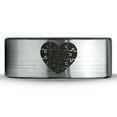 thumbnail image 2 of Tungsten Puzzle Heart Band Ring 8mm Men Women Comfort Fit Brushed Gray Flat Cut Black Polished, 2 of 4