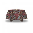 thumbnail image 4 of Floral Ottoman Cover, Colorful Plants Foliage, 2 Piece Slipcover Set with Ruffle Skirt for Square Round Cube Footstool Decorative Home Accent, Standard Size, Multicolor, by Ambesonne, 4 of 5