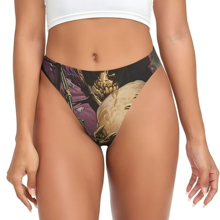 Rateoe Eerie Skull Holding Another Pattern Seamless Women Underwear Thongs No Show Ladies Thong No Line Breathable Comfortable Panties Undies for Women-X-Large