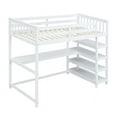 thumbnail image 3 of Bellemave Wood Twin Size Loft Bed with Desk and Shelves for Teen  (White), 3 of 8