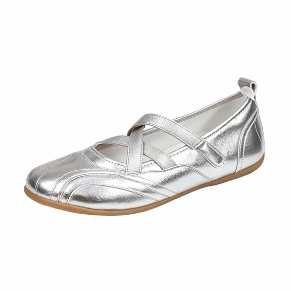 Women's Round Toe Ballet Flats Mary Jane Sneakers Comfortable Dressy