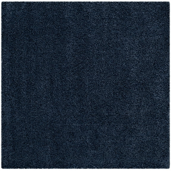 SAFAVIEH Santa Monica Cali Solid Shag Area Rug, Navy, 3' x 3' Square