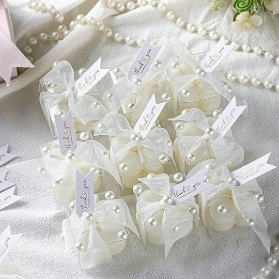 30 Sets White Mini Bubble Candles Wedding Favors Gifts for Guests Bulk 1.6 Small Pearl Decorative Bubble Candles Bridal Shower Favors with Thank You Cards Ribbons for Baptism Wedding Gift