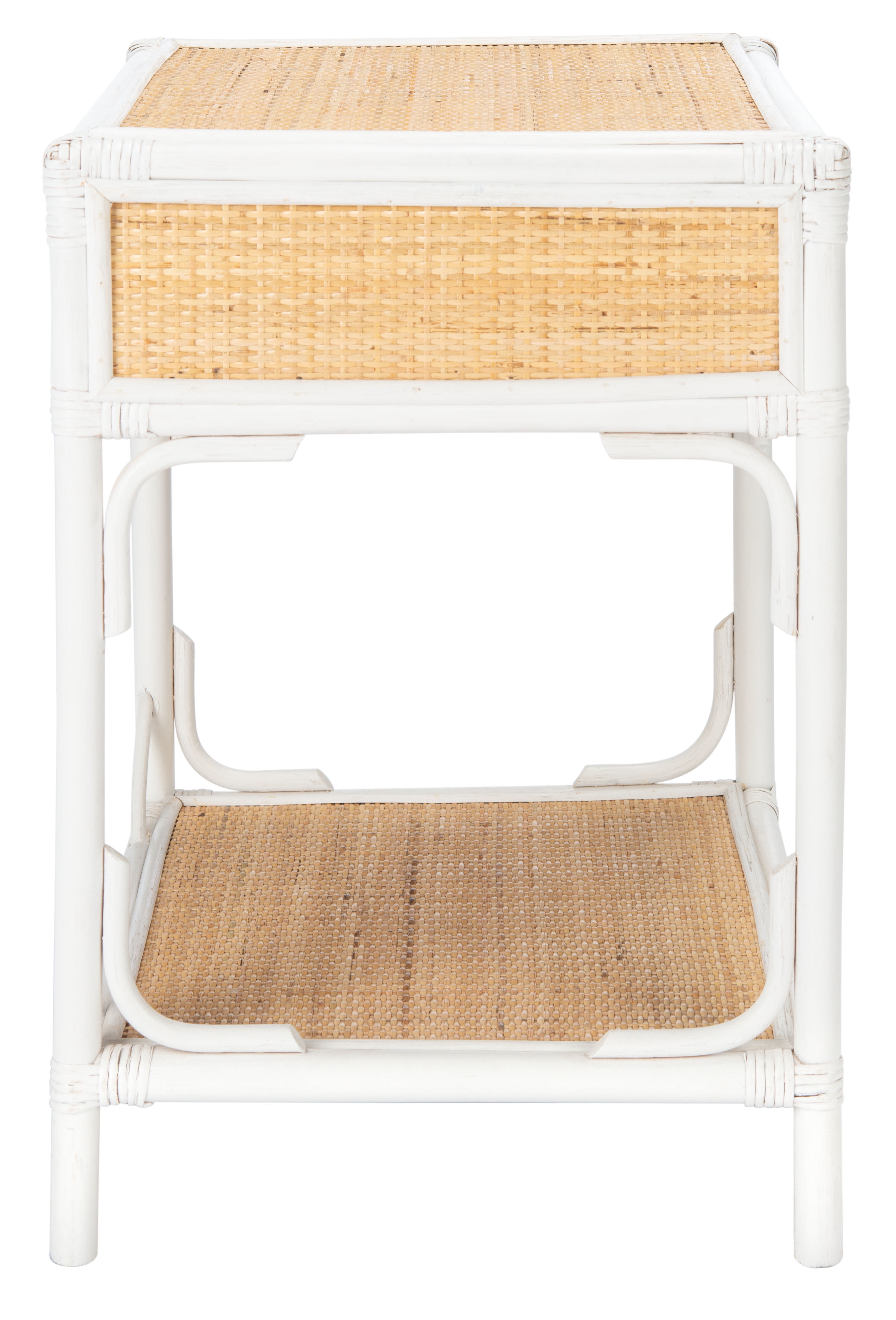 SAFAVIEH Roya Rustic 1 Drawer 1 Shelf Nightstand, White/Natural