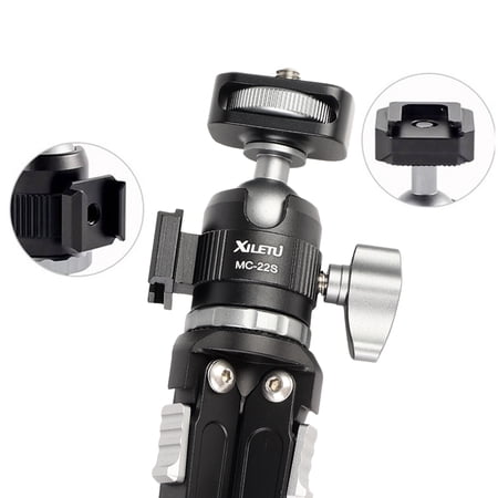 NFTIGB Small Desktop Tripod Multifunctional 6.61 lbs / 3kg Load Aluminum Alloy Height Adjustable 6.1 inches / 155 mm Tripod Stand with Ball Head for Vlog Live Streaming