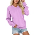 thumbnail image 3 of Liuinsasek Womens V Neck Fall/Winter Solid-Color Sweatshirts Casual Fashion Loose Fit with Pockets Sweatshirts Long Sleeve Pullover, 3 of 6