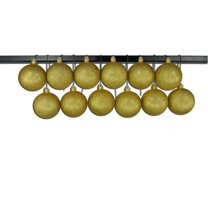 12 Pack 100mm 4" Gold Glitter Ball Ornament with Wire