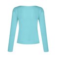 thumbnail image 5 of Gubotare Shirts for Women 3/4 Sleeve V Neck Rib Knit Slim Basic Tees Tops 2025 Fall Casual Tshirts Going Out Workout Outfits (Blue,XL), 5 of 5
