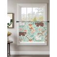 thumbnail image 2 of Sheer Curtains 45 Inch Length, Cartoon Animals Semi Sheer Curtains Light Filtering Window Treatment, Bunny Foxes Elk Abstract Art Privacy Voile Drapes for Living Room Bedroom 52x45 Inch, 2 of 7
