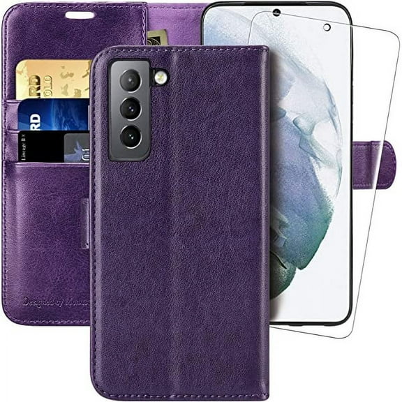 MONASAY Wallet Case Compatible for Galaxy S22 5G, [Included Screen Protector][RFID Blocking] Flip Folio Leather Cell Phone Cover with Credit Card Holder, 6.1 inch