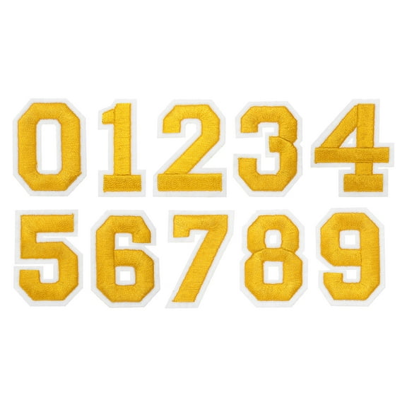 Uxcell Embroidered Numbers Patches, Numbers 0-9 Applique Embroidered Patch Sew on Decals 1.77 Inch, Yellow 10 Pcs