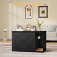 thumbnail image 4 of Hzuaneri 39.4" Cat Litter Box Enclosure, Hidden Cabinet Furniture with Bell, Farmhouse Style, Black, 4 of 8