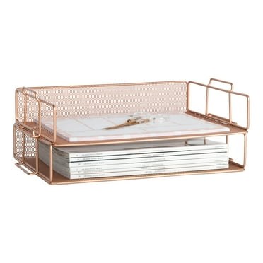 Blu Monaco Pink Mesh Paper Tray - Set of 2 - Walmart.com