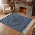 thumbnail image 3 of Nautical Compass Washable Area Rug 3'x5', Navy Blue Striped Coastal Compass Woven Cotton Tassels Kitchen Rugs, Non Slip Indoor Door Mat Throw Carpet for Entryway Living Room Nursery Laundry Room, 3 of 9