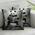 thumbnail image 2 of COMIO Square Panda Reading Newspaper 2-Piece Short Plush Pillowcase Set (Universal 1) White, 2 of 6