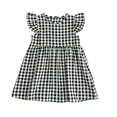 thumbnail image 2 of KYAIGUO Toddler Baby Girls Plaid Dresses Fly Sleeve Tutu Skirt Summer Casual Cotton Onesies Dress for 1-6T, 2 of 11