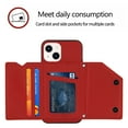 thumbnail image 6 of Dteck for iPhone 14 6.1 Inch Flip Wallet Case with Wrist Strap, PU Leather Card Slots Cash Pocket Stand Feature Full Body Protective Shockproof Folio Case Cover for iPhone 14,Red, 6 of 7