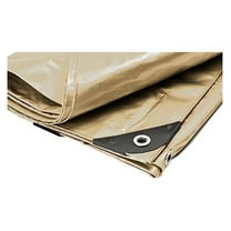 Heavy Duty Tan Tarp, 8’ x 16’ – 14x14 Weave Polyethylene Premium Tarpaulin, Waterproof & UV-Resistant