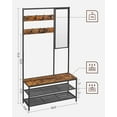 thumbnail image 3 of Coat Rack Shoe Bench with Mirror, Hall Tree with Bench and Shoe Storage Shelves, 13.8 x 38.6 x 70.9 in, Bedroom Living Room, Industrial Style, Rustic Brown and Black UHSR415B01, 3 of 5