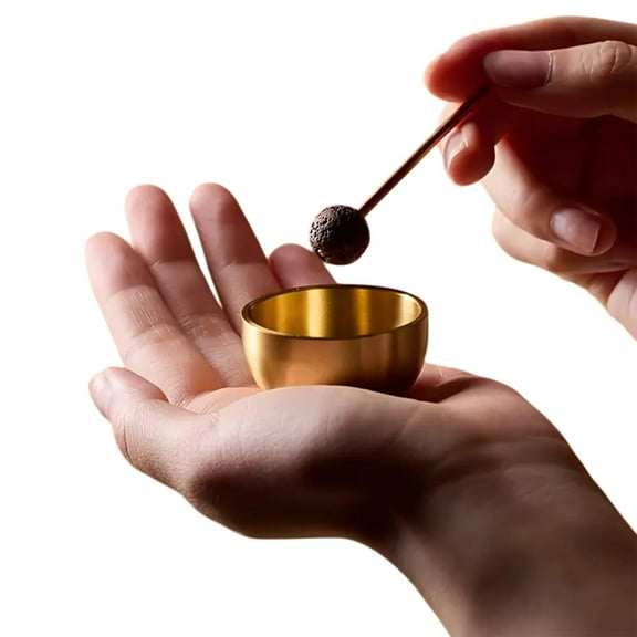 Singing Bowl Meditation Set - Handmade Small Sound Bowl with Wooden Striker & Cushion for Yoga, Chakra Healing, Stress Relief - Ideal Gift for Mindfulness & Spiritual Practice