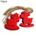thumbnail image 3 of 10Pcs Wooden  Tree Deer Snowflake Hole Rope Hanging Ornaments Home Decor, 3 of 7