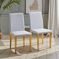 thumbnail image 2 of Tcbosik Upholstered Dining Chairs Set of 2, Modern PU Leather Side Chair with Metal Legs for Kitchen, Living Room, Light Gray+Gold, 2 of 9