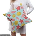 thumbnail image 5 of Ambesonne Coral Fabric by the Yard Upholstery, Cartoon Starfish Seashell, 1 Yard, Mustard Pale Blue and Pink, 5 of 5