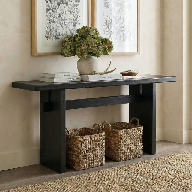 Farmhouse Wood Narrow Console Table, Rectangular Long Sofa Table for Entryway Hallway Living Room