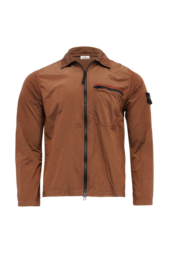 Pre-Owned Stone Island Zipped Jacket in Rust Orange Nylon