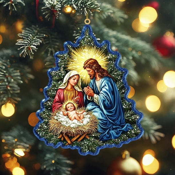 Christmas Transparent Printing Christmas Decoration Pendant Nativity Scene Decoration Commemorative Flat Pendant
