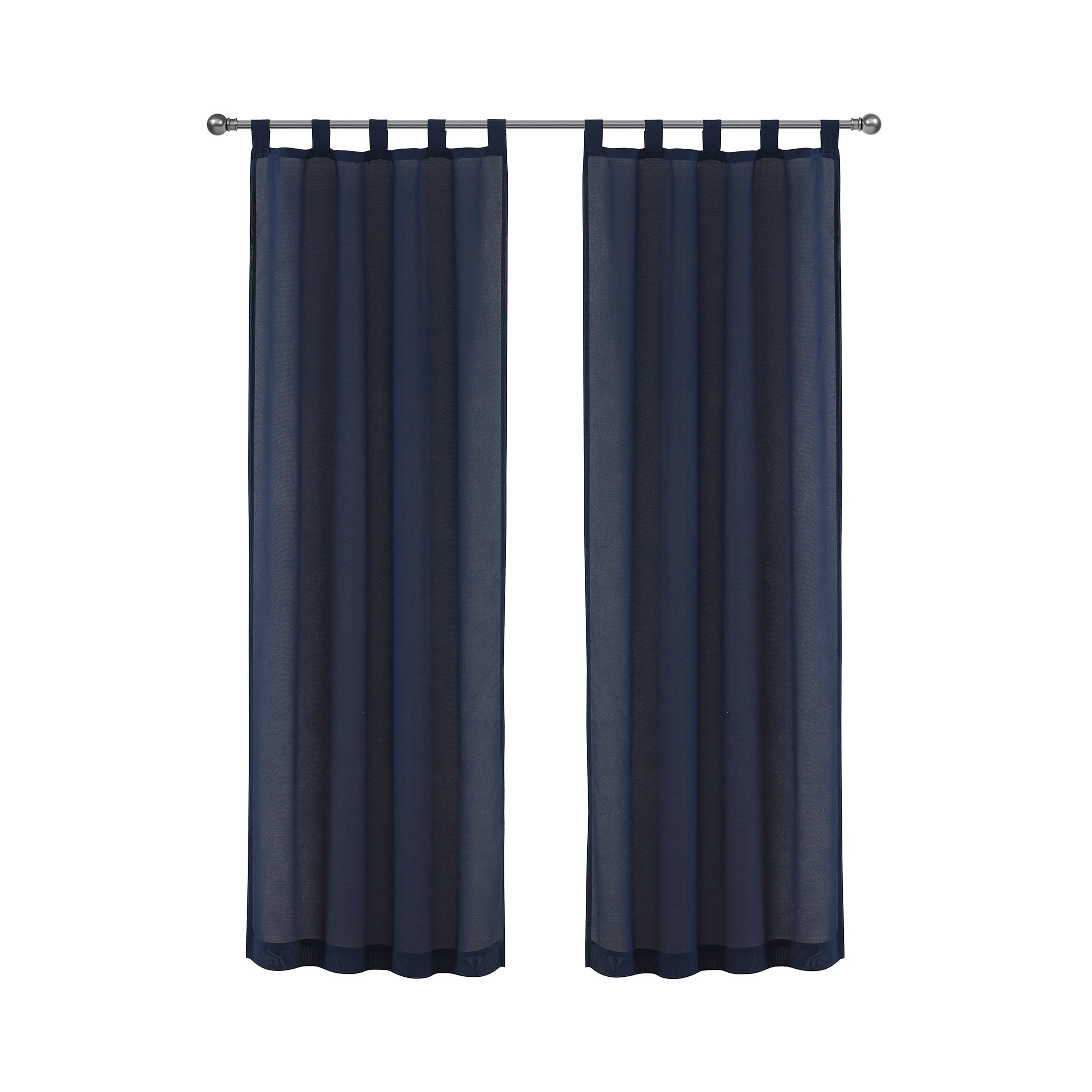 Mainstays Light Filtering Tab Top Curtain Panel Set, Set of 2, Blue, 37" W x 84" L