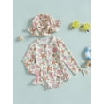 thumbnail image 4 of BemeyourBBs Toddler Baby Girls Starfish One Piece Swimsuit with Sun Hat Infant Girls Bathing Suit Long Sleeve Rash Guard Shell Starfish Pattern Zip Up Swimwears Summer Beachwear, 4 of 9