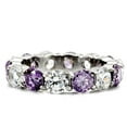 thumbnail image 3 of Womens Rings High polished (no plating) Stainless Steel Ring with AAA Grade CZ in Amethyst TK109, 3 of 5