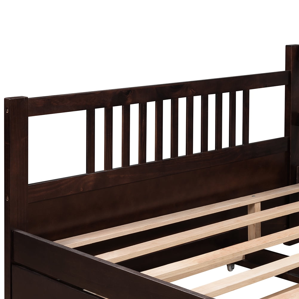 Lowestbest Sofa Bed, Wood Bed Daybed with Pull-Out Double Bed Frame, Full Size